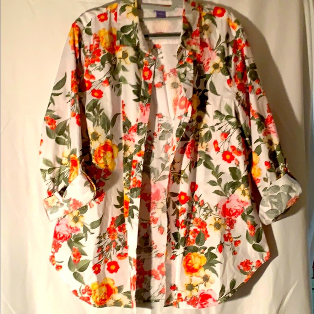 3/4 sleeve cotton floral top